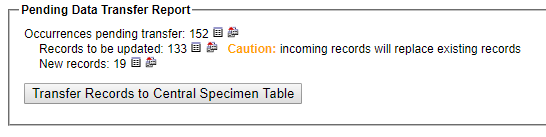 Screenshot of Pending Data Transfer Report