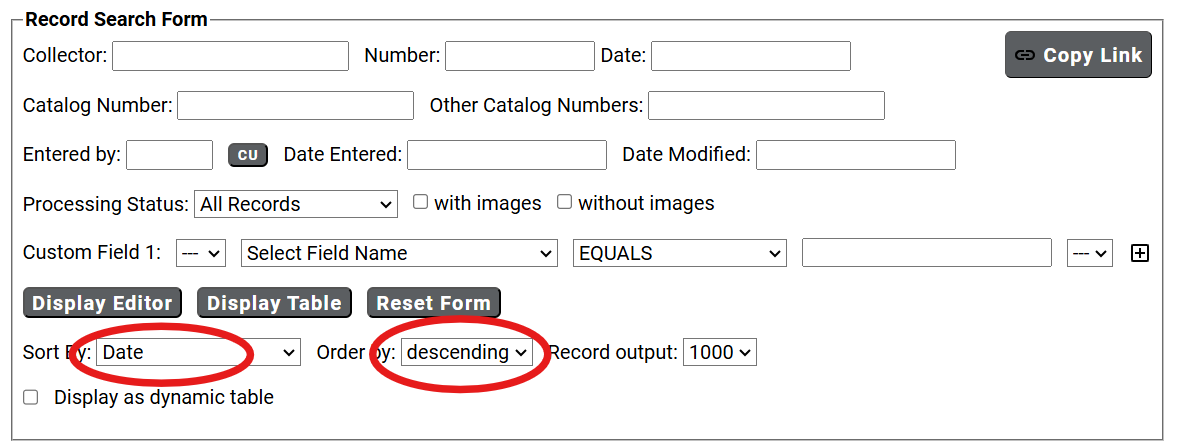 Screenshot of Sorting by Date