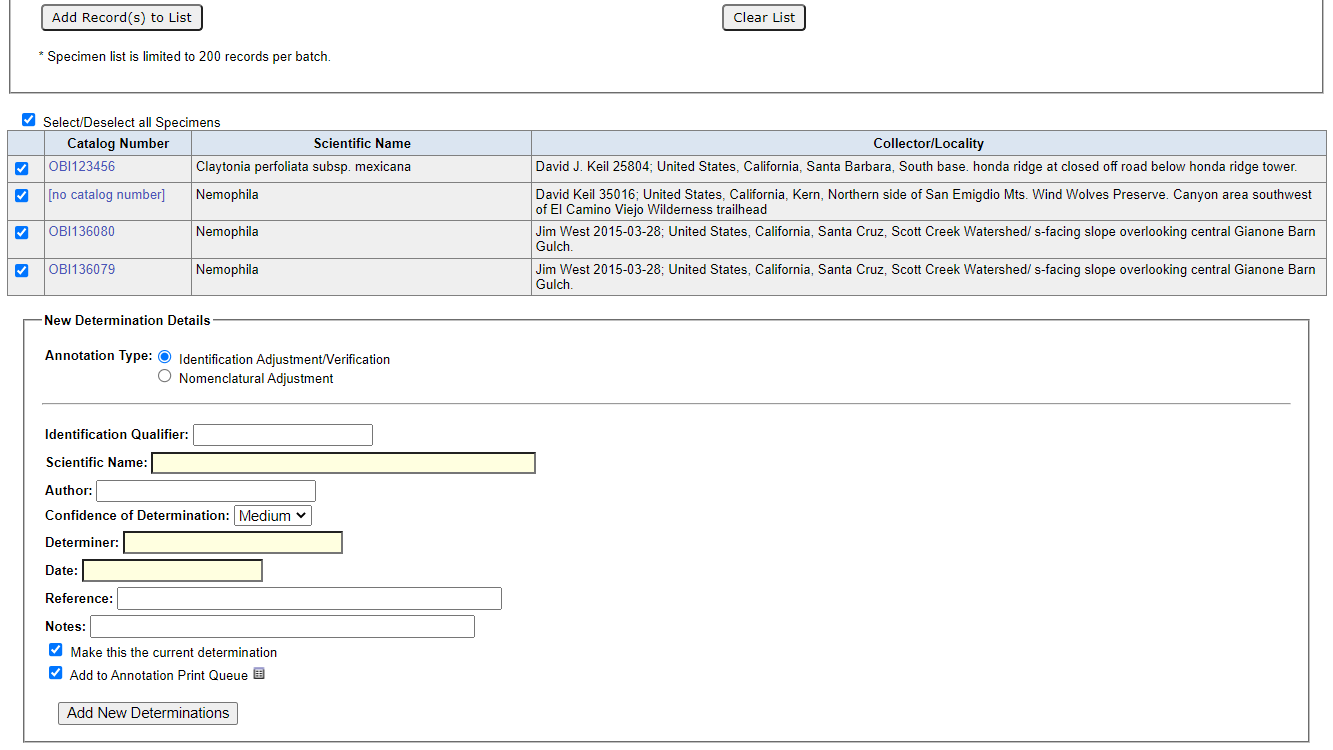 Batch Annotation Entry Form