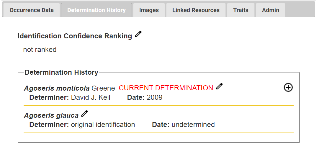 Determination History Example