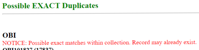 Possible EXACT Duplicate results within collection