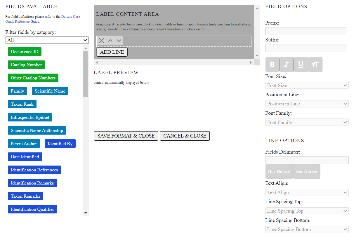Label Customization Interface