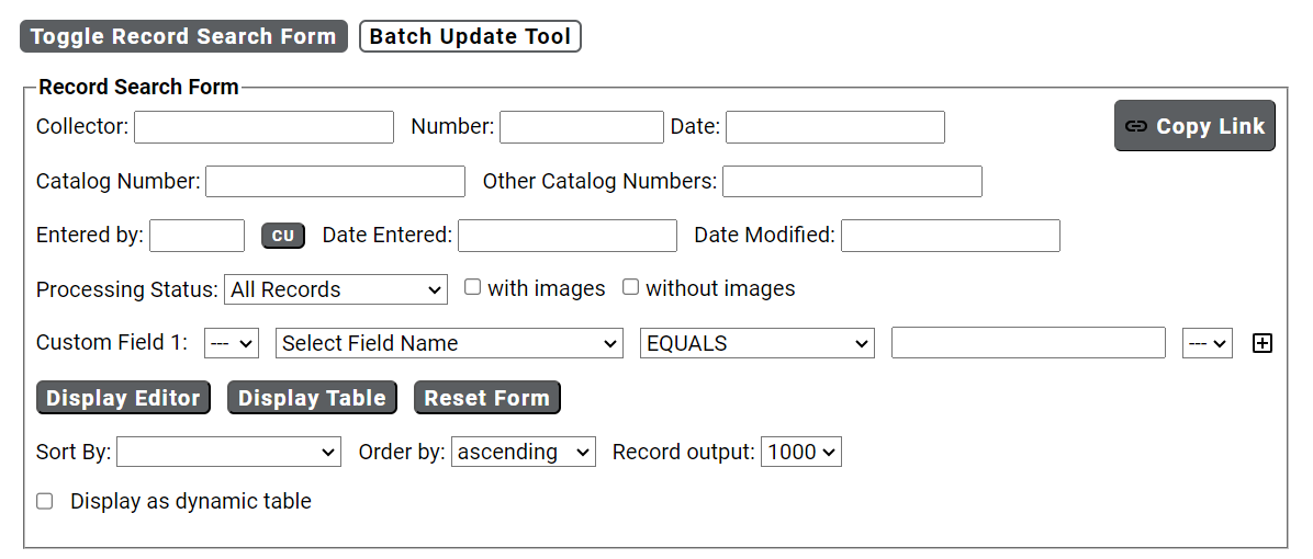 Record Search Form