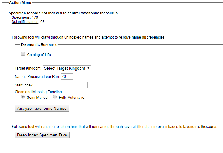 Taxonomy Cleaning Action Menu